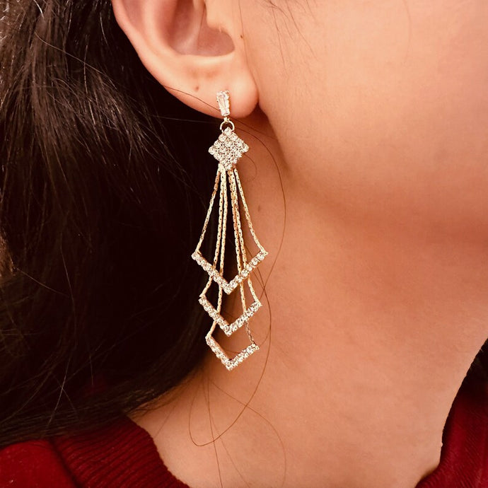 Crystal rhinestones dangle drop fashion earrings