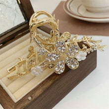 Load image into Gallery viewer, Flower Rhinestone Large Grab Hair Claw Clip
