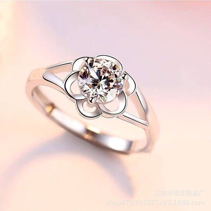 Plum Blossom Prong Diamond Ring - Adjustable