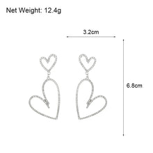 Load image into Gallery viewer, Crystal Double Heart Earrings For Women
