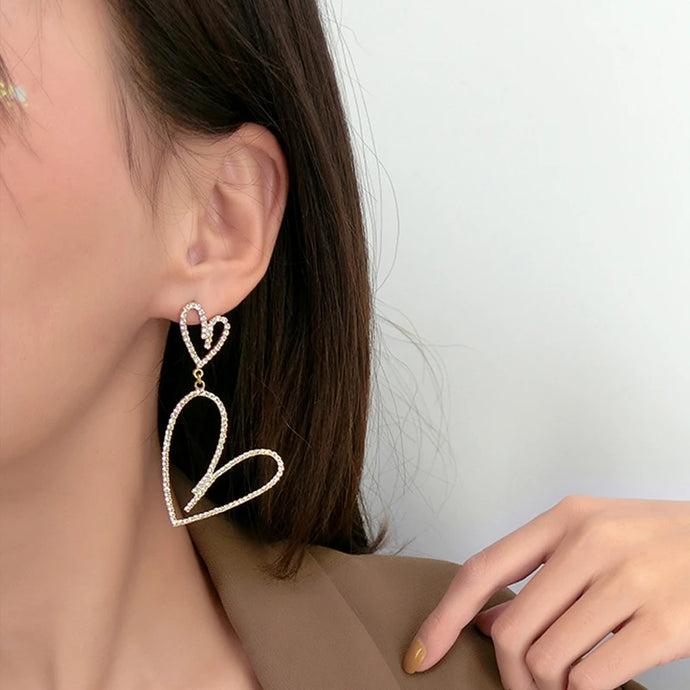 Crystal Double Heart Earrings For Women
