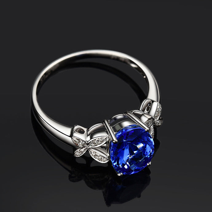 Blue Sapphire Crystal Ring - Adjustable
