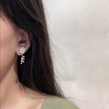 Load image into Gallery viewer, White Flower Enamel Tassel Crystal Leaf Earrings for Women
