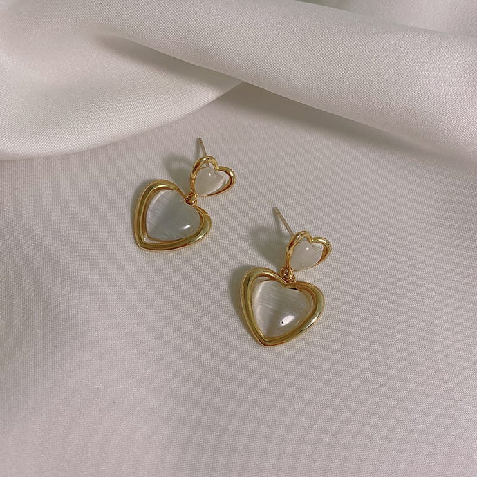 Golden Heart Opal Temperament Earrings