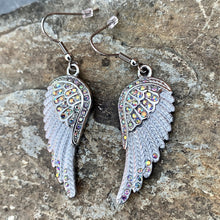 Load image into Gallery viewer, Crystal Angel Wings Earrings  Rainbow Stones
