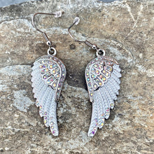 Load image into Gallery viewer, Crystal Angel Wings Earrings  Rainbow Stones
