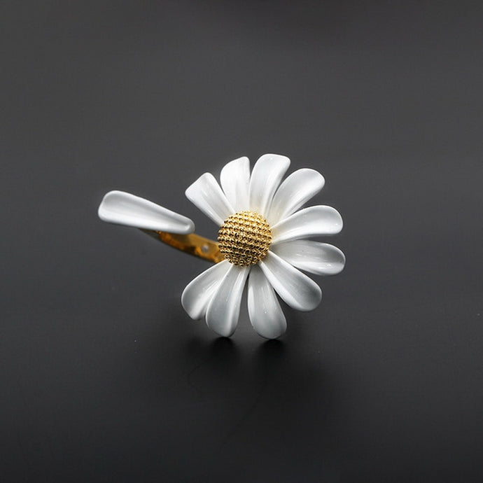 Spring White Daisy Flower Vintage Ring for Women