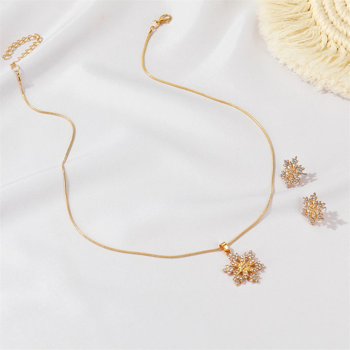 Snowflake Necklace Earrings 2 Pcs/set