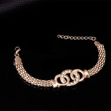 Load image into Gallery viewer, Crystal Handcuffs Necklace Earring Bracelet Ring Set Gold Rhinestone
