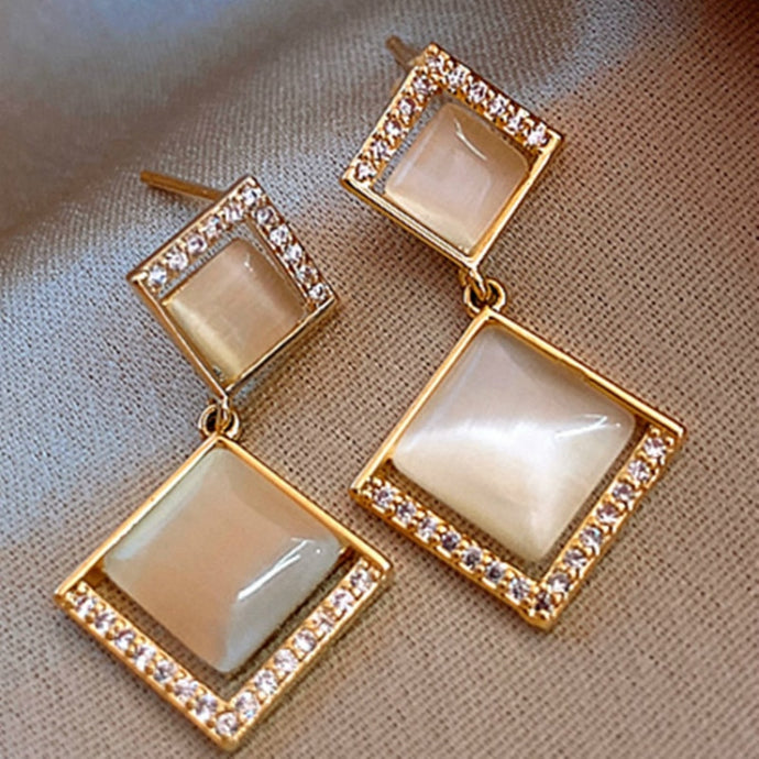 Opal Square Earings Fashion Jewelry