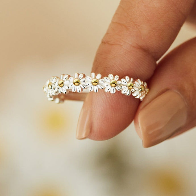 Vintage Daisy Flower Rings For Women Korean Style Adjustable